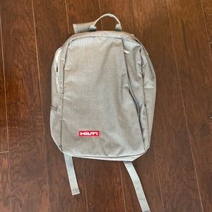 Hilti branded Zoom backpack Grey. Interior laptop sleeve, padded back lining